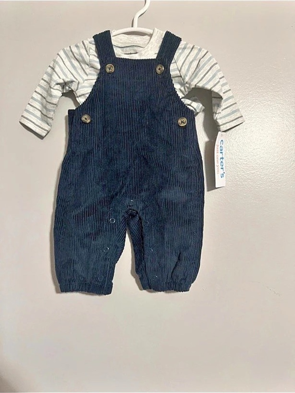 Carter's Baby Boy 2-Piece Striped Tee & Corduroy Overall Set Striped Tee &